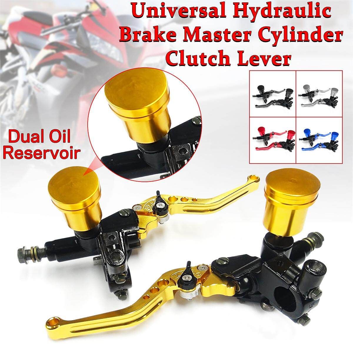 Pair Universal 7/8'' Motorcycle Hydraulic Brake Master Cylinder Clutch Lever Gold Gold (gold)