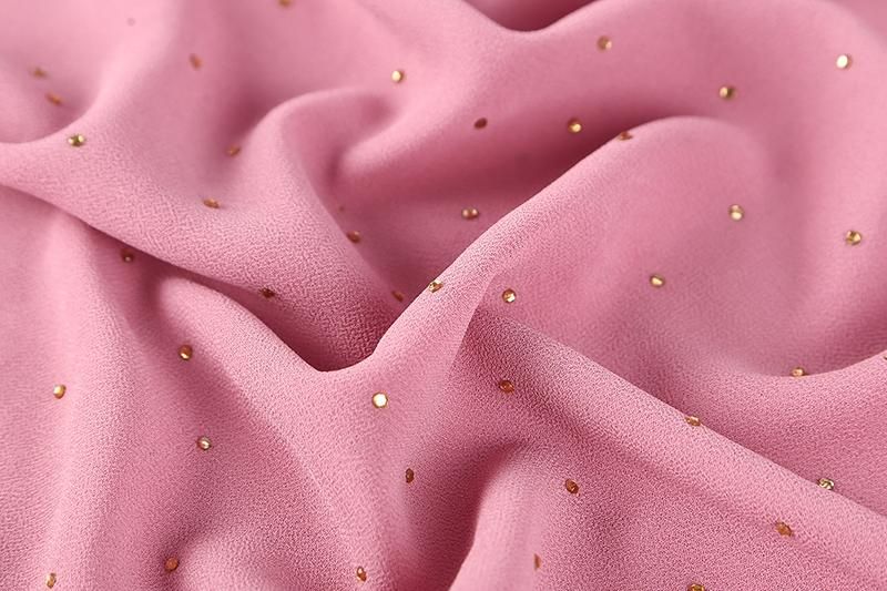 Bling Chiffon Scarf Shimmer With Crystal Chain Edged Scarf Muslim Scarves