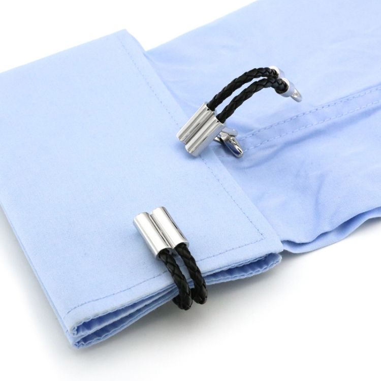 2 Pairs Men Brass Plated Shirt Cufflinks, Color: Blue Purple Stripe