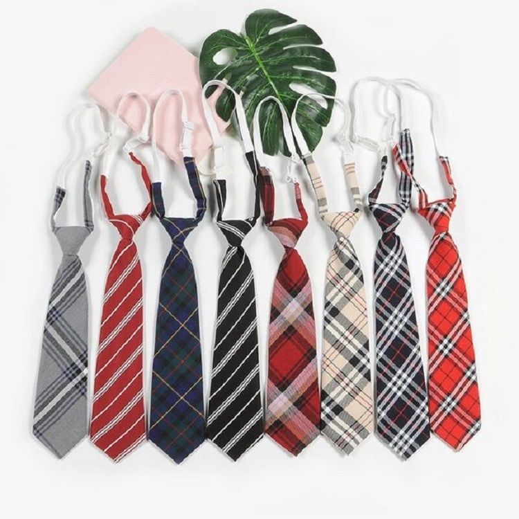 Tie Clip Lattice Stripe Pattern Cotton Short Rubber Band Bow Tie
