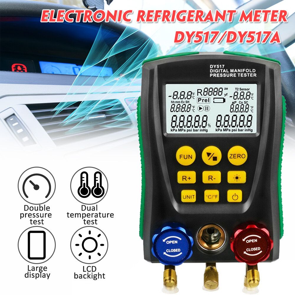 DUOYI DY517/DY517A Refrigeration Digital Manifold Set Vacuum Meter Testing HVAC Temperature Tester Digital Manifold Meter HVAC Vacuum