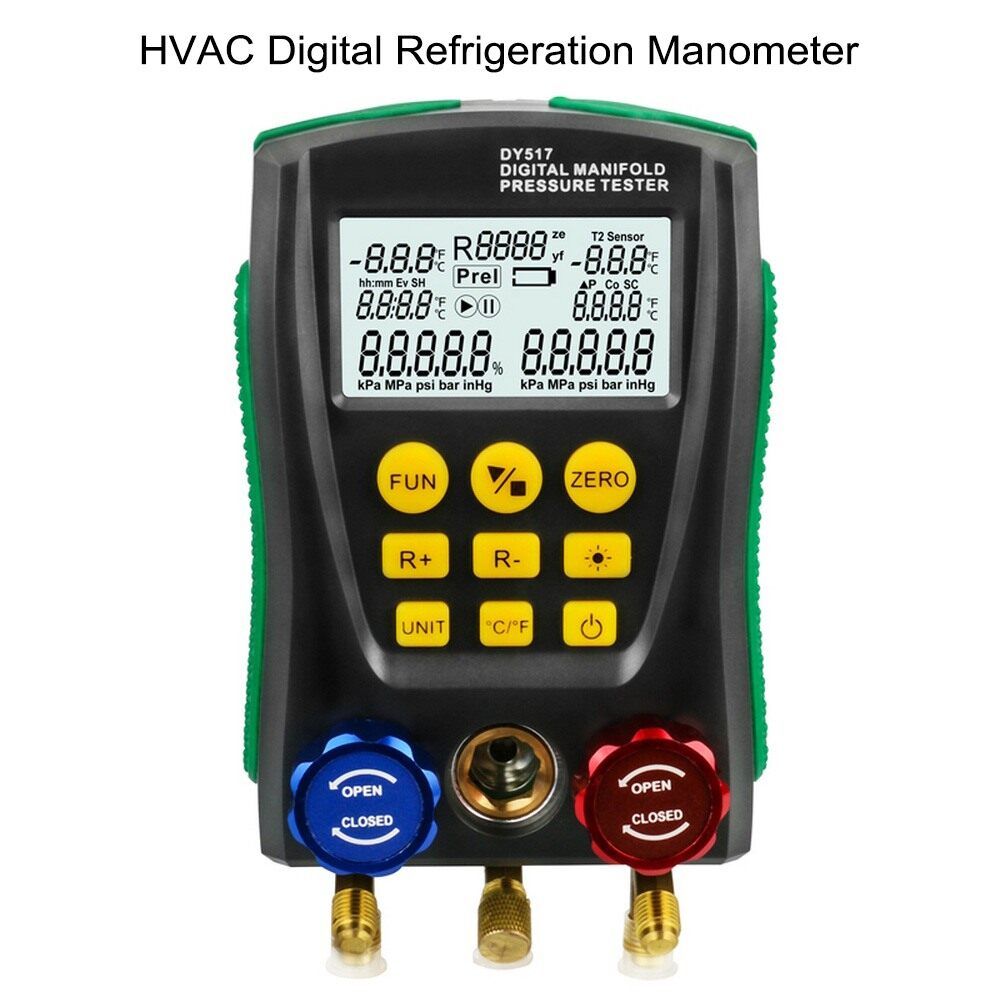 DUOYI DY517/DY517A Refrigeration Digital Manifold Set Vacuum Meter Testing HVAC Temperature Tester Digital Manifold Meter HVAC Vacuum