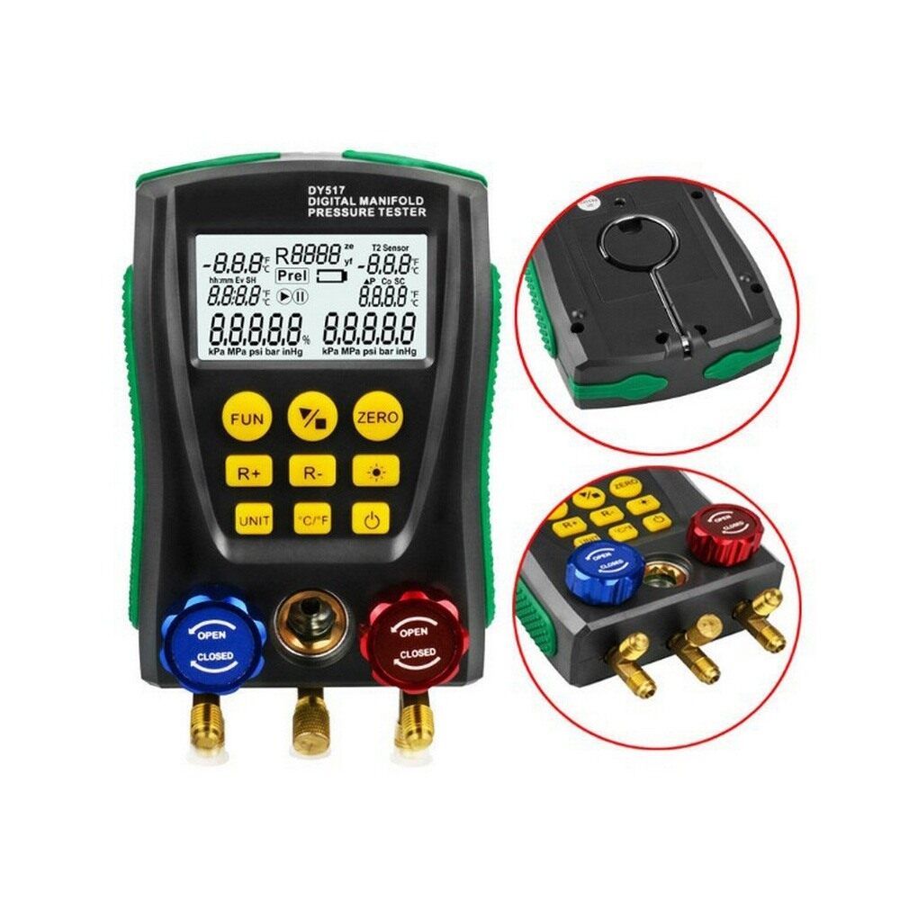 DUOYI DY517/DY517A Refrigeration Digital Manifold Set Vacuum Meter Testing HVAC Temperature Tester Digital Manifold Meter HVAC Vacuum