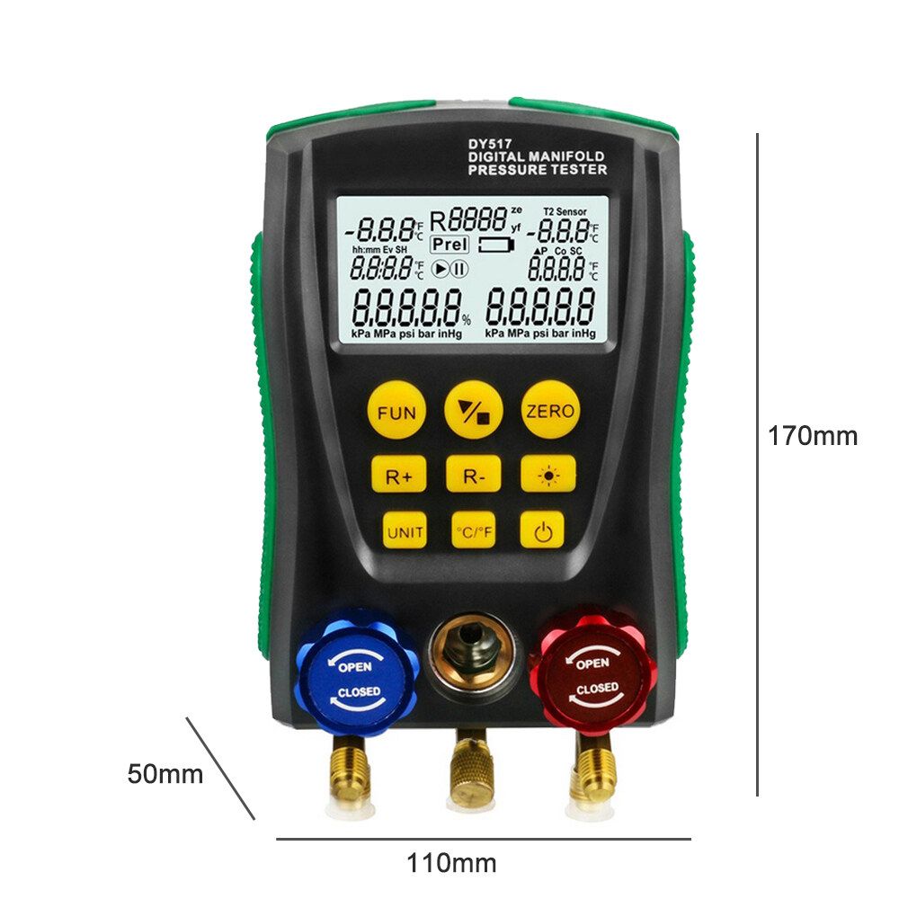 DUOYI DY517/DY517A Refrigeration Digital Manifold Set Vacuum Meter Testing HVAC Temperature Tester Digital Manifold Meter HVAC Vacuum