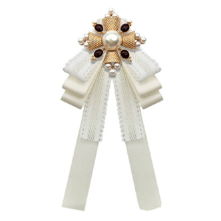 Tie Clip Ladies Court Style Cloth Brooch Lace Bow-knot Bow Tie