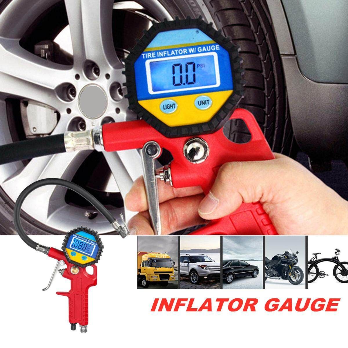 0-150psi LCD Digital Portable Tire Inflator Tester Air Chuck Hose