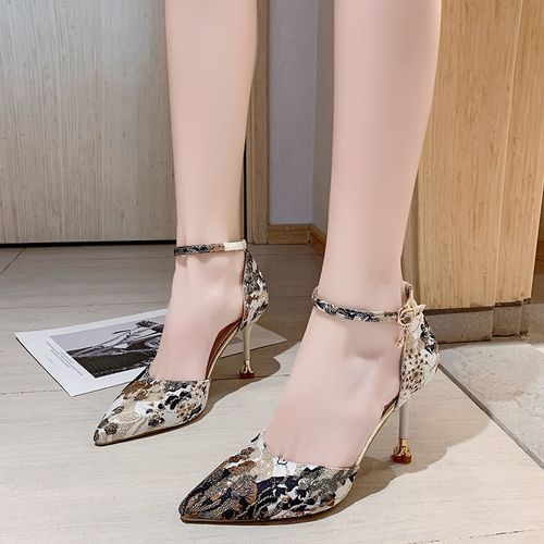 Ladies Platform High Heel Fashion Sandals Low Heel Women's Shoes-White