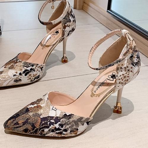 Ladies Platform High Heel Fashion Sandals Low Heel Women's Shoes-White
