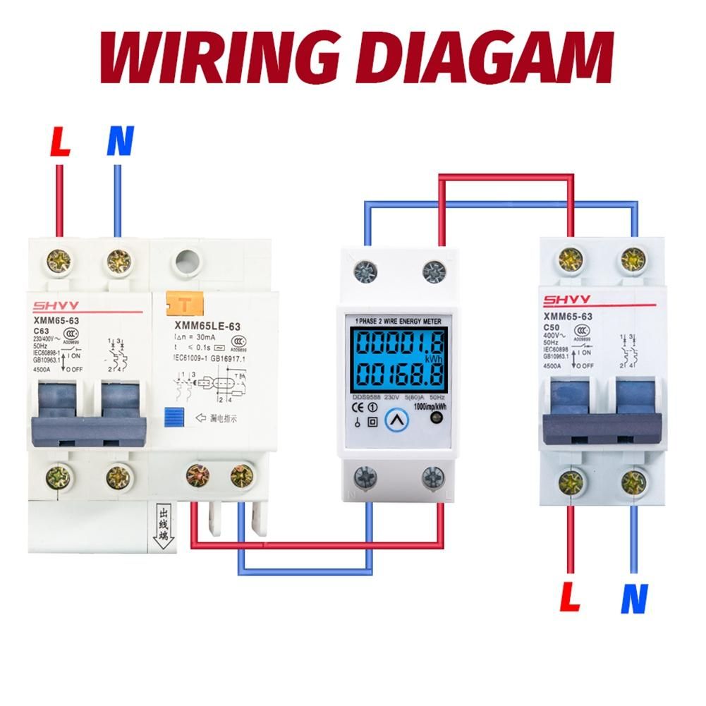 Din Rail Single Phase Energy Meter Reset Reset Zero Voltage Current Power Consumption Counter Digital Wattmeter AC230V