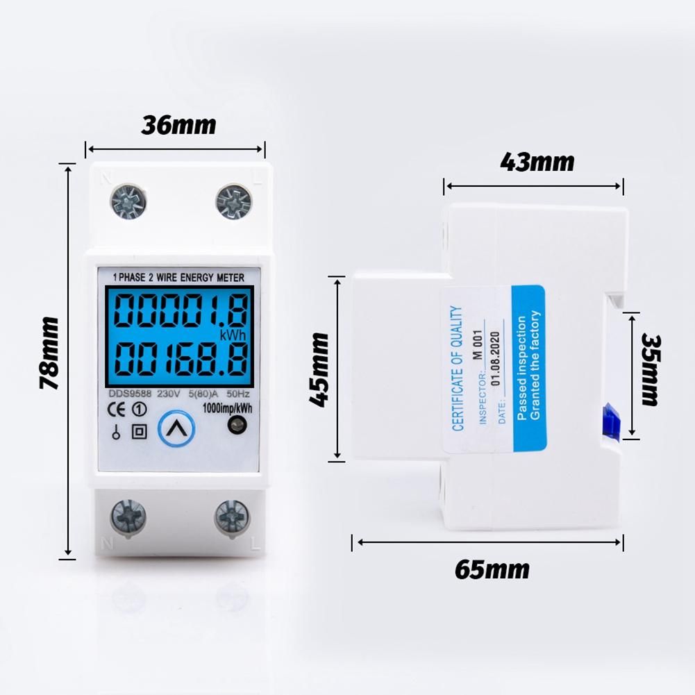 Din Rail Single Phase Energy Meter Reset Reset Zero Voltage Current Power Consumption Counter Digital Wattmeter AC230V