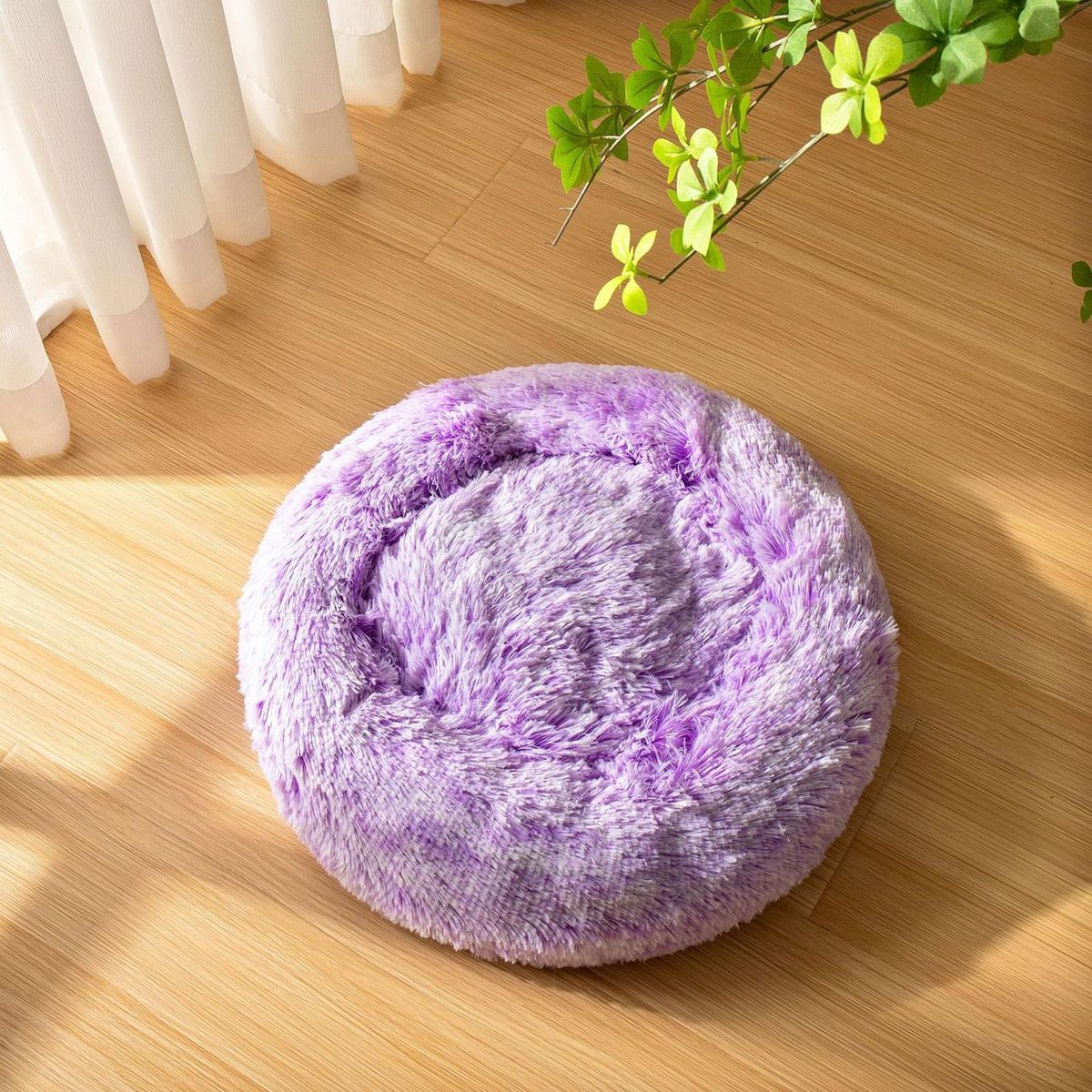 Pet Sleeping Cushion Round Cat Bed Winter Pet Dog Cushion Mats Purple