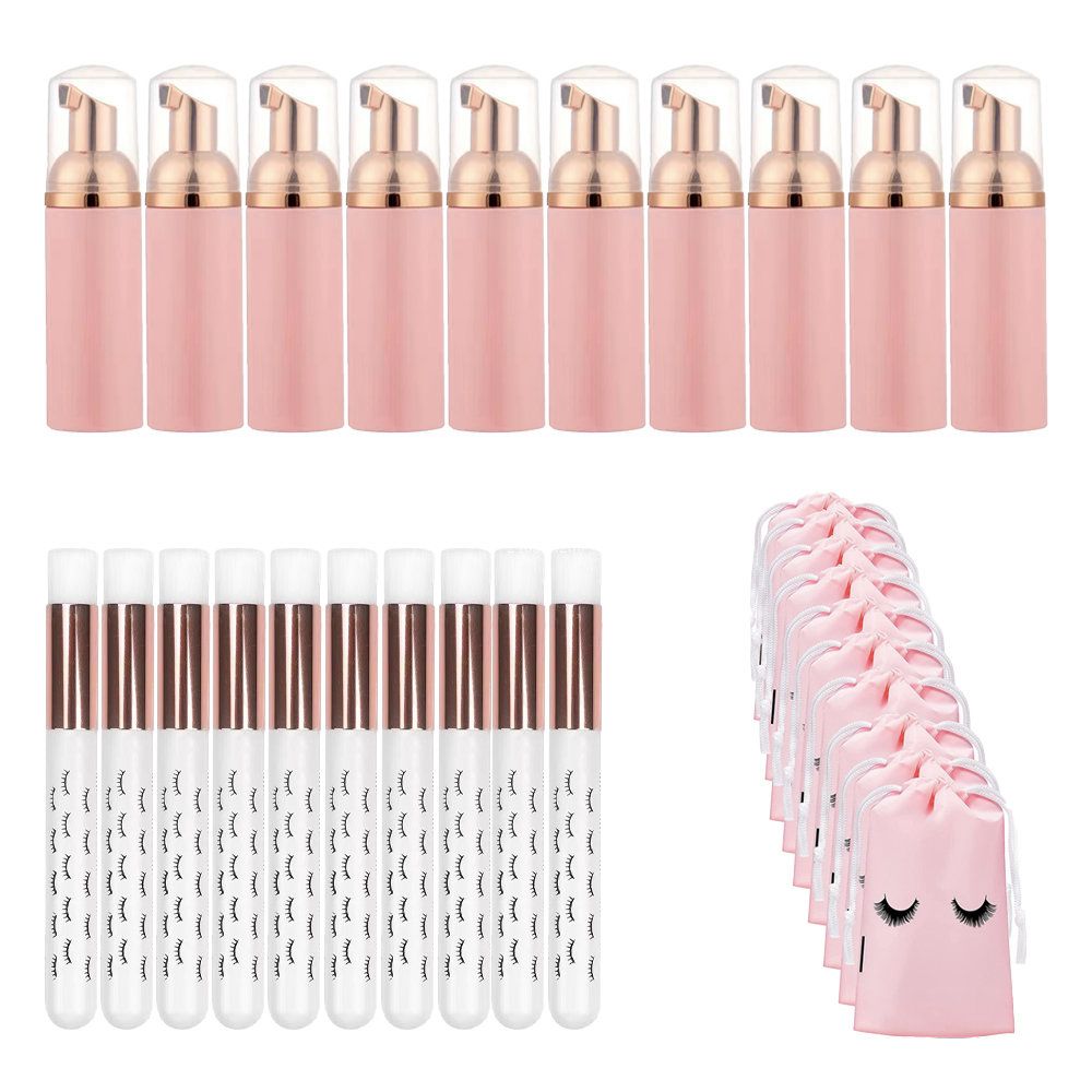 40Pcs/Set Foaming Bottle Brush 60ML Plastic Foaming Pump Bottle Eyelash Makeup Bottle Cleanser Soap Dispenser Skin Care Tools(#30Pcs-PRGT-WR-P)