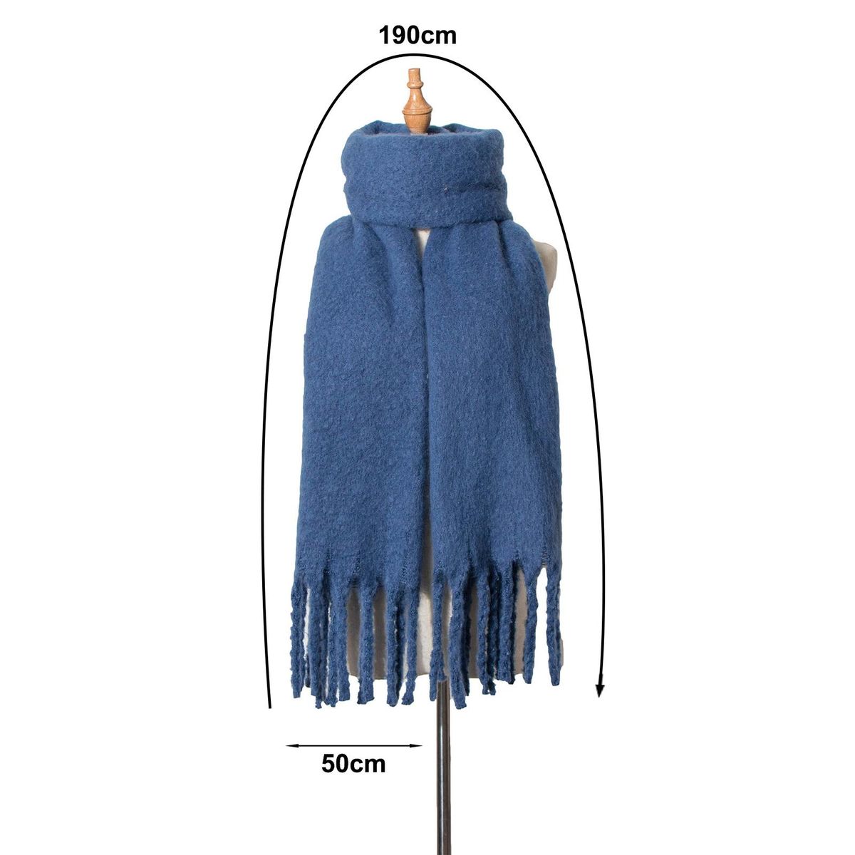 Shawl Wrap Plain Fringed Tassels Thickened-Black