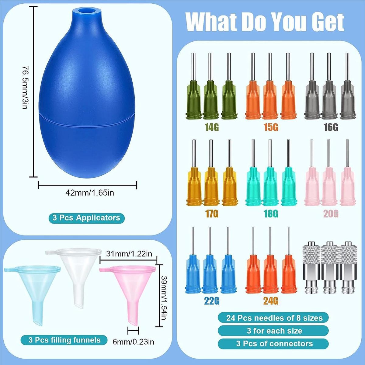 Metal Connector Pottery Bottle Pottery Precision Applicator for Easy Blue