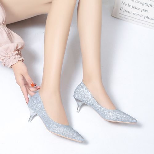 Ladies Classic Simple Pointed High Heels-Silver