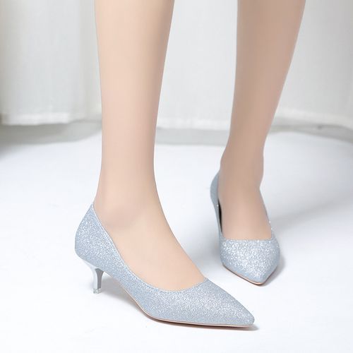Ladies Classic Simple Pointed High Heels-Silver