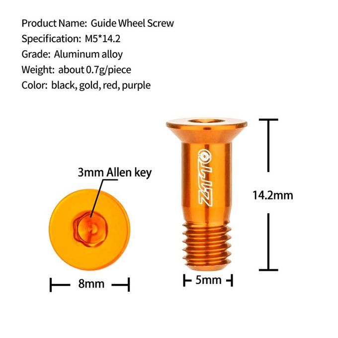 M5 Guide Roller Wheel Screw Bolt Rear Derailleur Accessory Orange