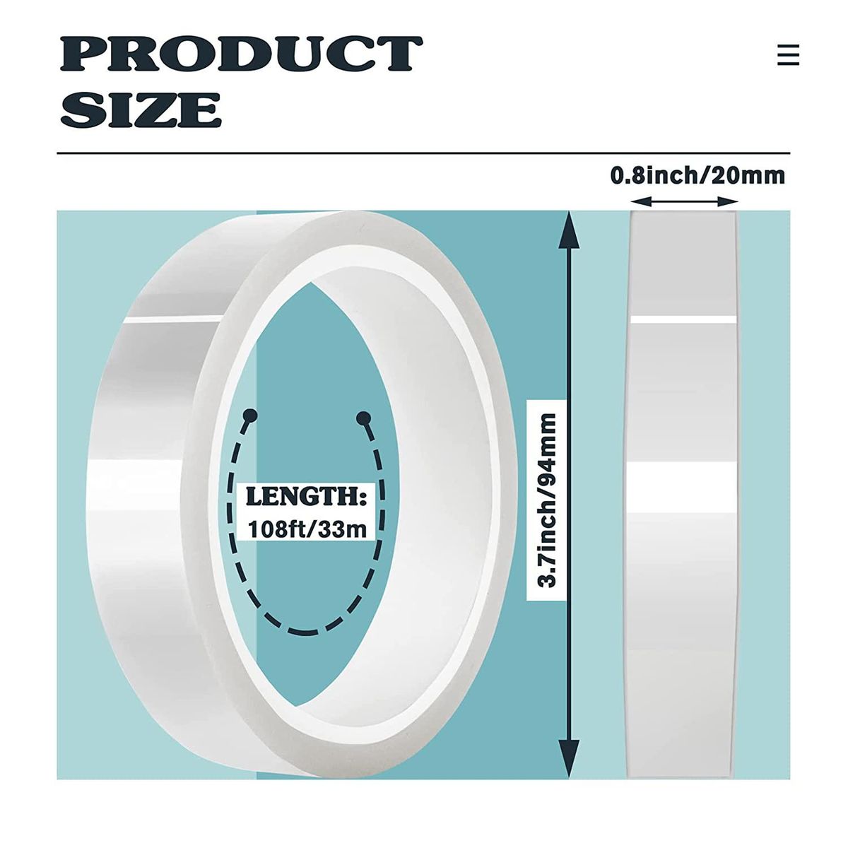 4 Rolls 20mm X33M(108Ft) Clear Heat Tape for Htv Electrical