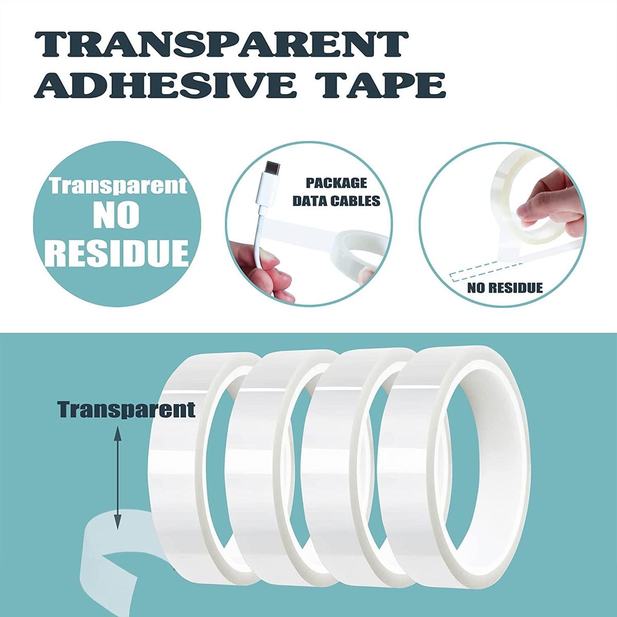 4 Rolls 20mm X33M(108Ft) Clear Heat Tape for Htv Electrical