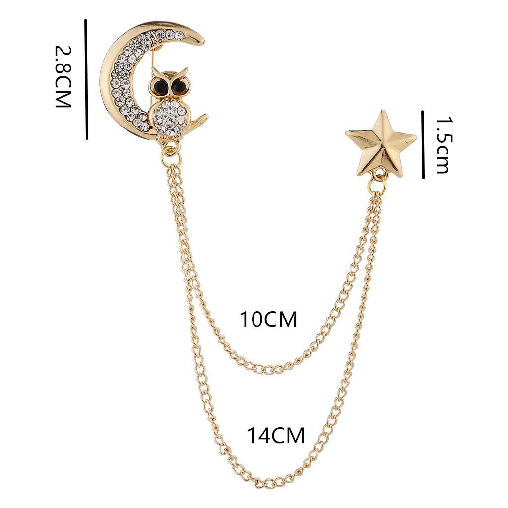 Stylish Star Collar Pin Male Mens Jewelry Shirt Owl Brooch -Gold