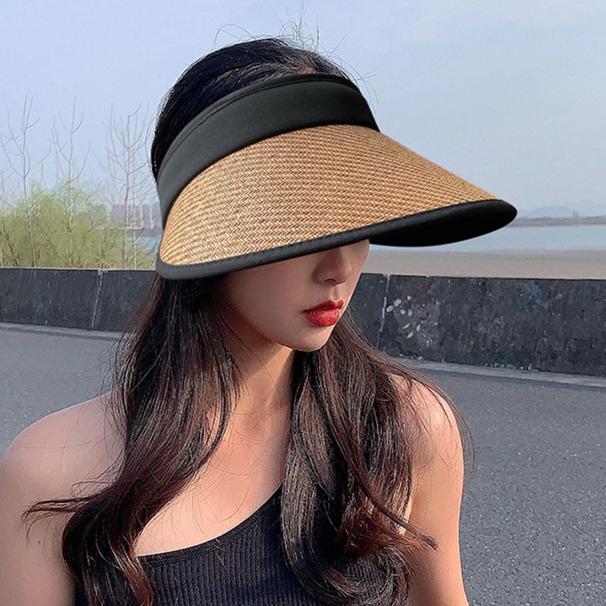 Summer Hat Lady Outdoor Beach Sun Hat Khaki