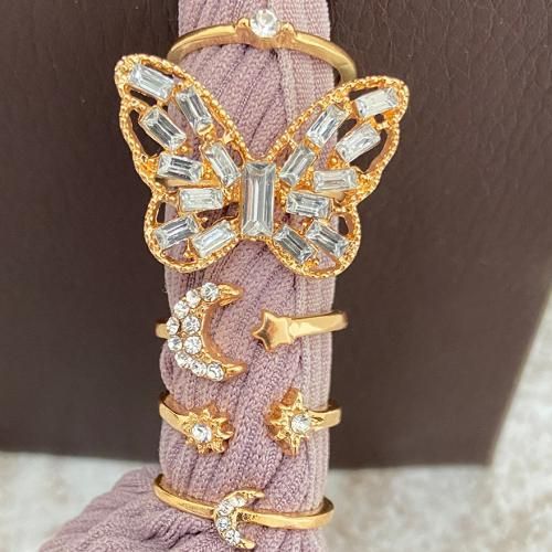 5 Piece Adjustable Rhinestone Ring
