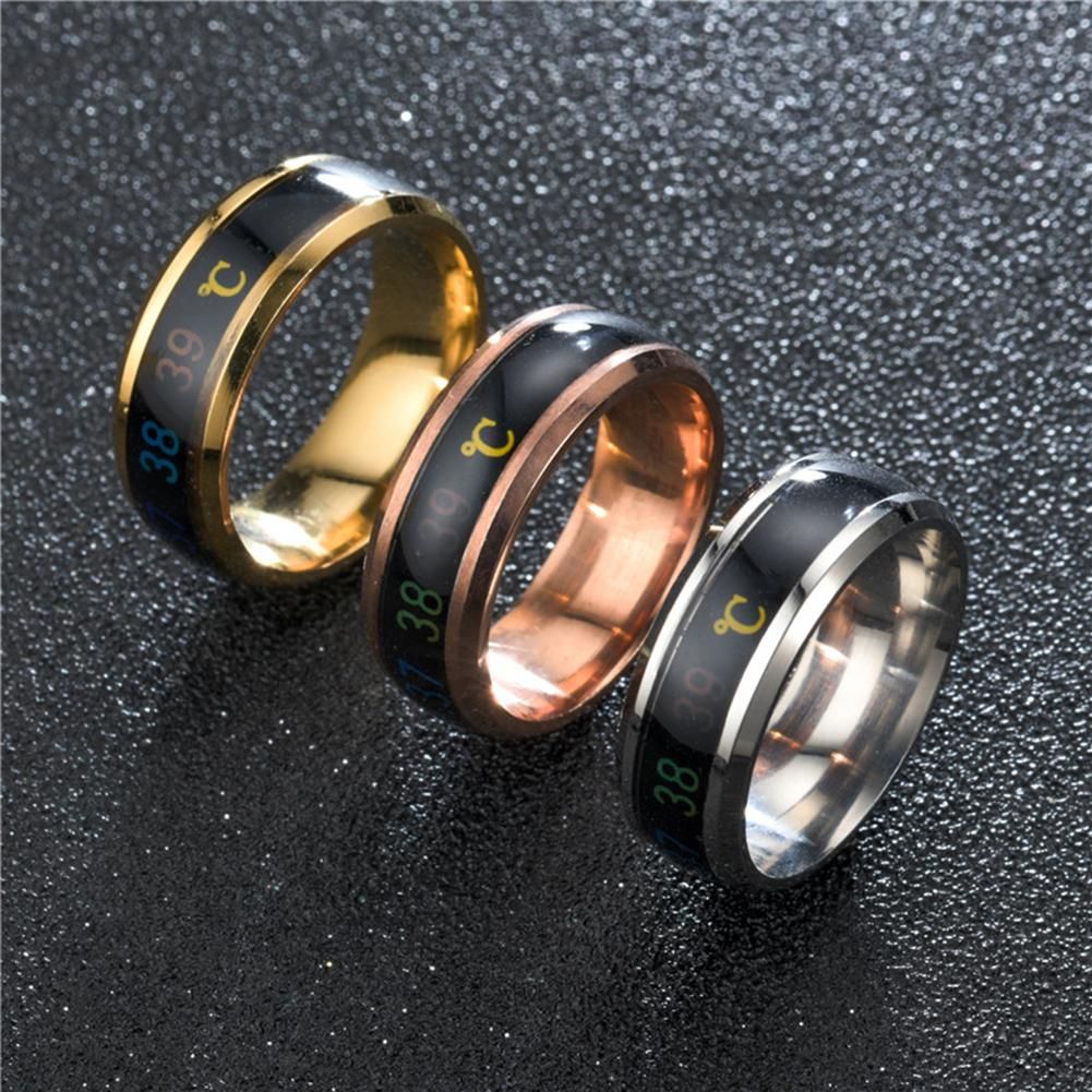 Chic Stainless Steel Temperature Sensor Unisex Finger-Black