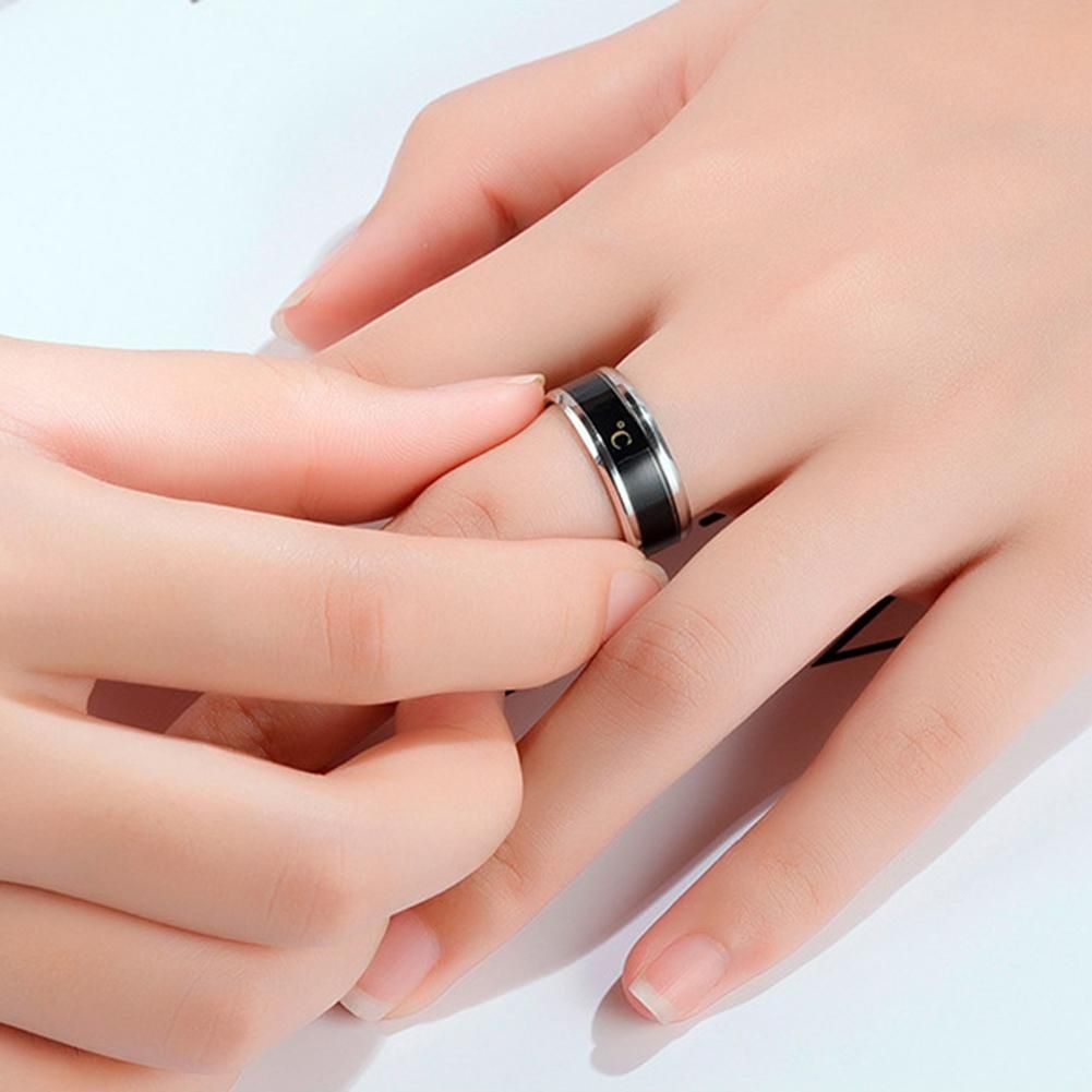 Chic Stainless Steel Temperature Sensor Unisex Finger-Black