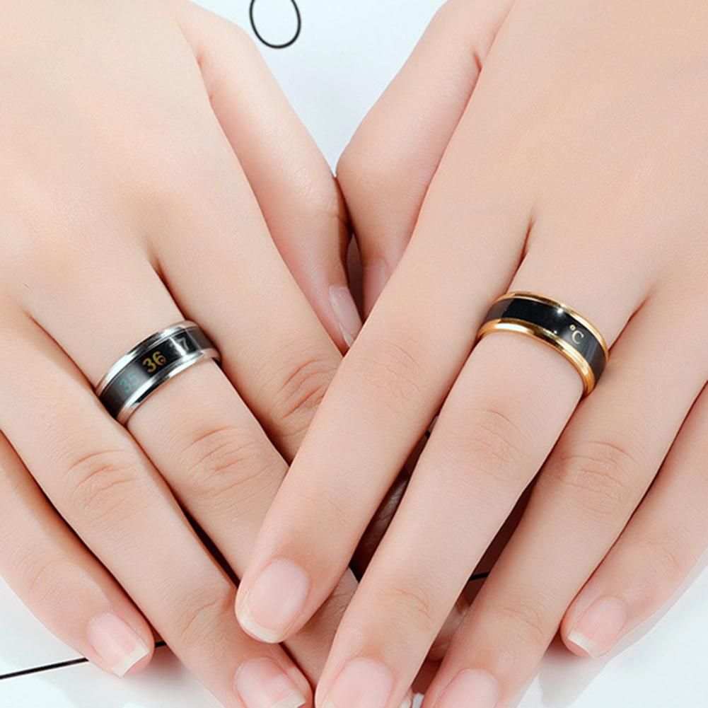 Chic Stainless Steel Temperature Sensor Unisex Finger-Black