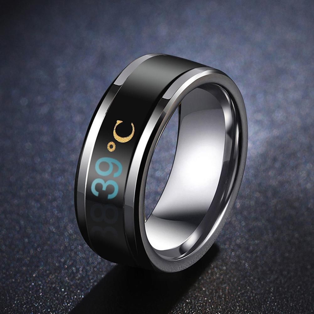 Chic Stainless Steel Temperature Sensor Unisex Finger-Black