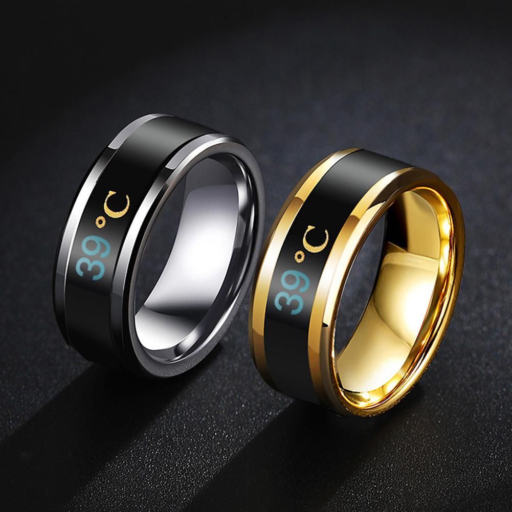 Chic Stainless Steel Temperature Sensor Unisex Finger-Black