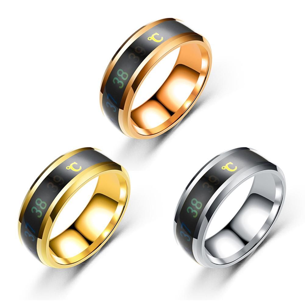 Chic Stainless Steel Temperature Sensor Unisex Finger-Black