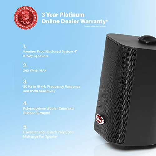 BOSS Audio Systems MR43B 200 Watt Per Pair 4 Inch Full Range
