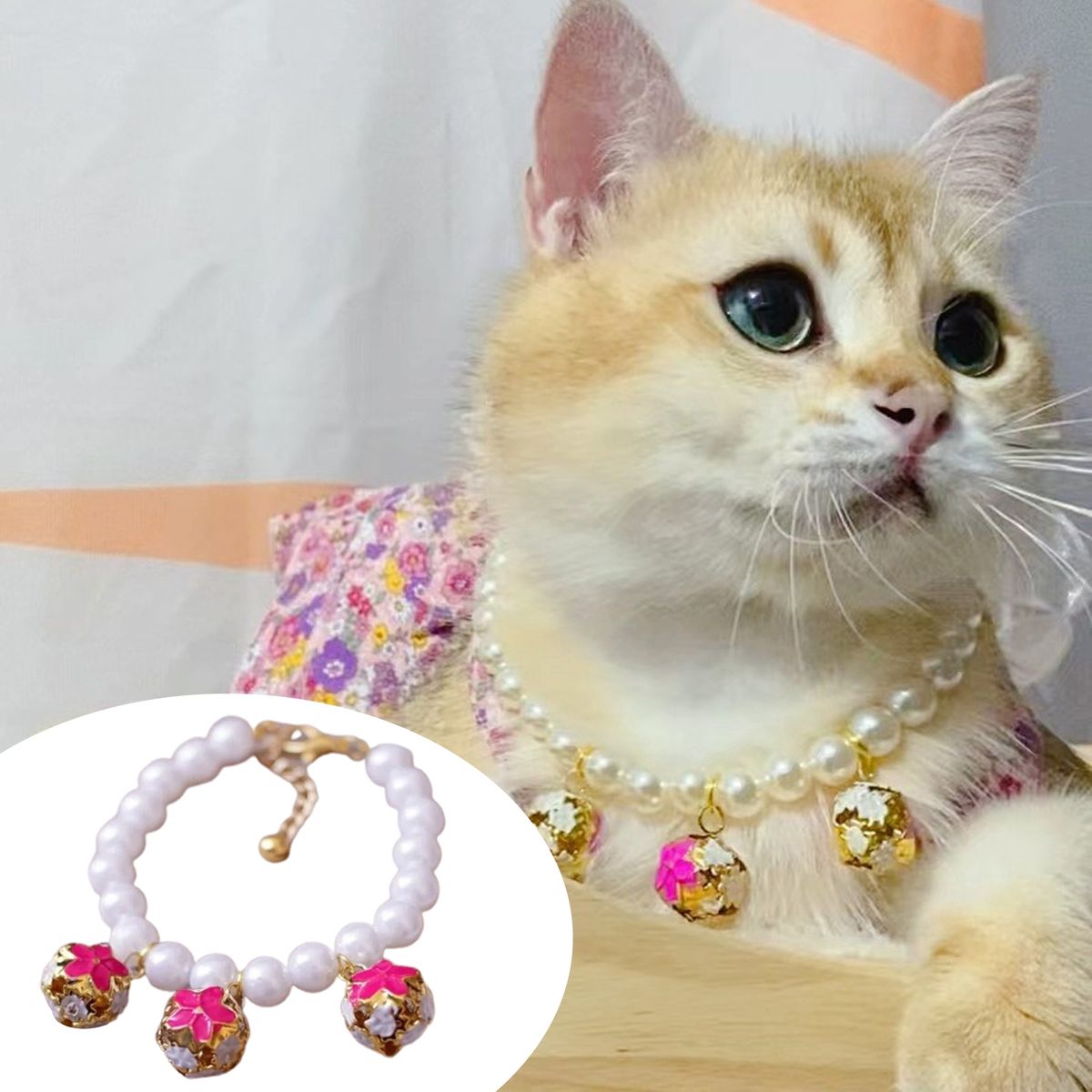 Cat Necklace Pet Dog Decorative Necklace Cat Jewelry Collar Rose Red