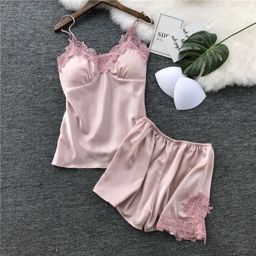 Women's Pajamas  Sexy Lace Satin Sleepwear Women Summer Pyjama