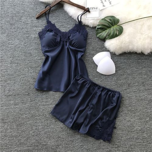 Women's Pajamas  Sexy Lace Satin Sleepwear Women Summer Pyjama
