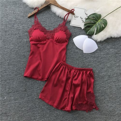 Women's Pajamas  Sexy Lace Satin Sleepwear Women Summer Pyjama