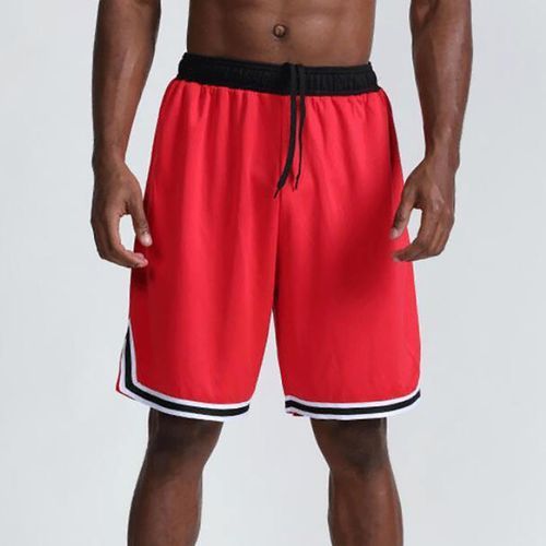 Summer Thin Male Basketball Stripe Training Shorts Casual Shorts Running Sport Shorts Men Gym Fitness Bodybuilding Short Pants(#Black)
