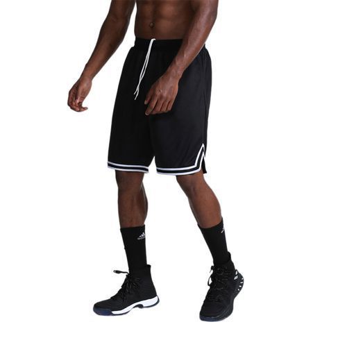 Summer Thin Male Basketball Stripe Training Shorts Casual Shorts Running Sport Shorts Men Gym Fitness Bodybuilding Short Pants(#Black)