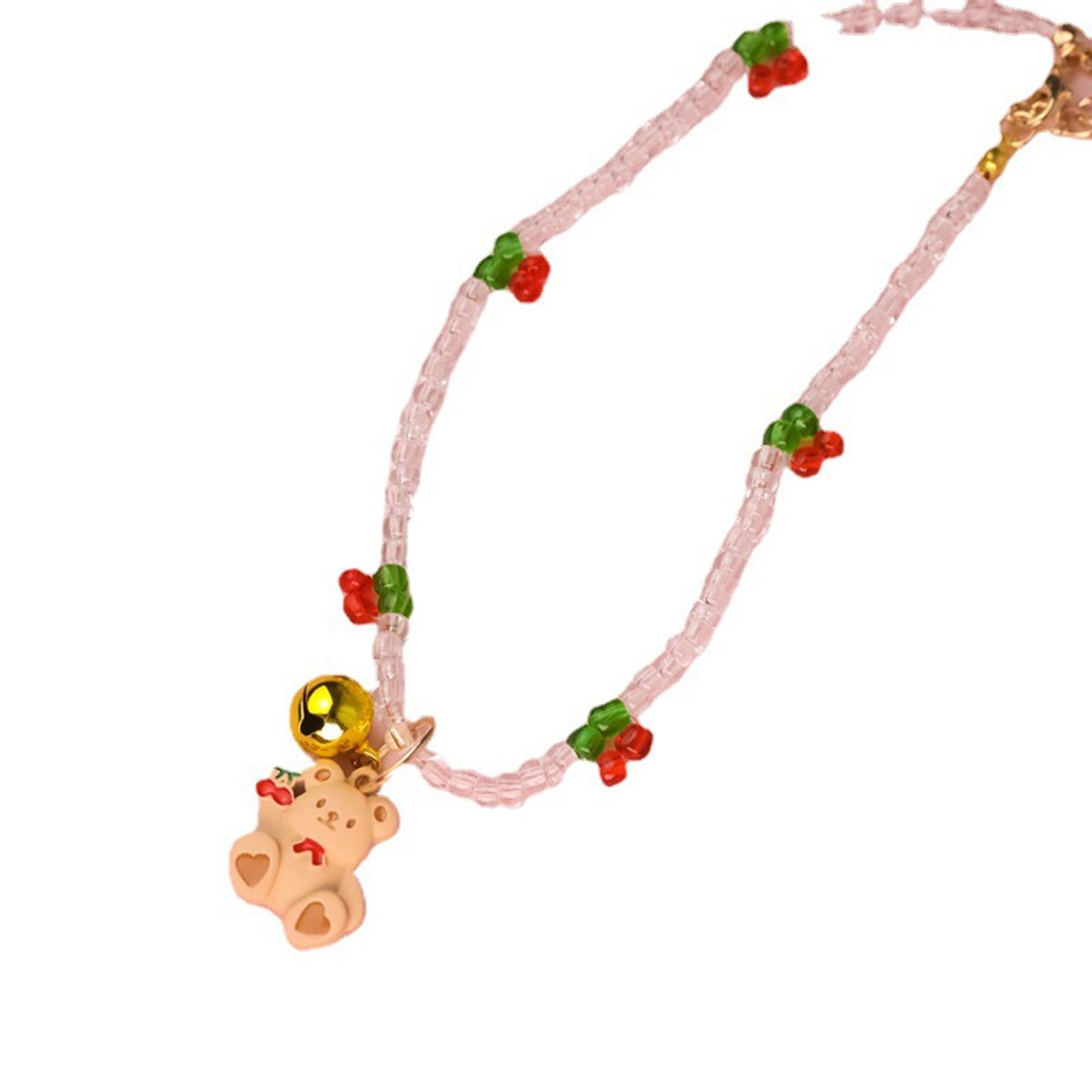 Jewelry Necklace Cherry Themed Cat Necklace With Bear Pendant 1