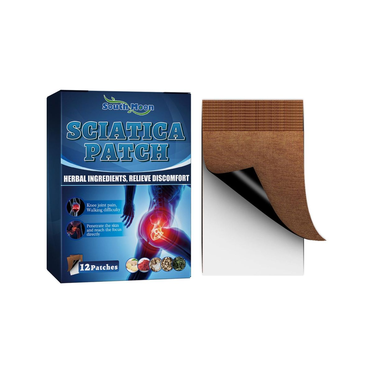 South Moon 12patches Sciatic Nerve Relief Patches Relieve Sedentary Nerve Pain in the Knee Joint