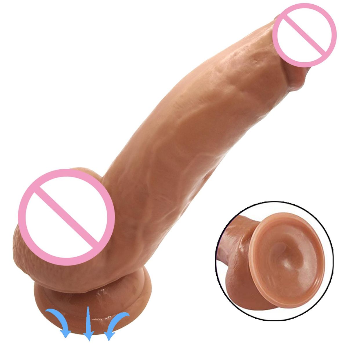Realistic Dildo with Narrow Head Easily Insert Safe Silicone Waterproof Washable Sexual Toys for Women