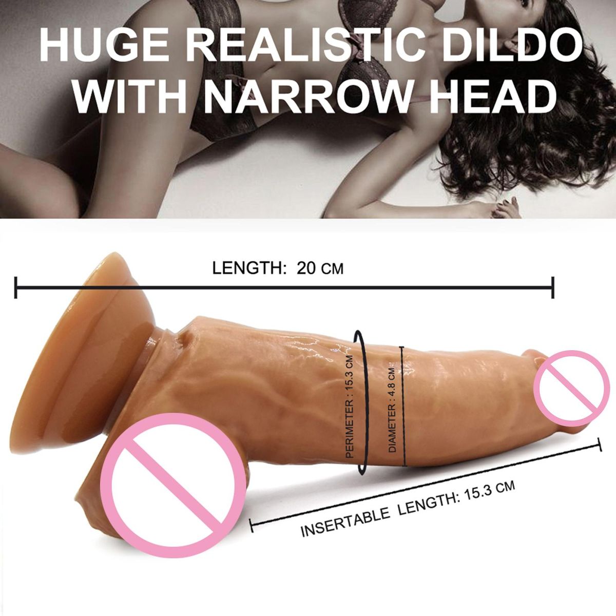 Realistic Dildo with Narrow Head Easily Insert Safe Silicone Waterproof Washable Sexual Toys for Women
