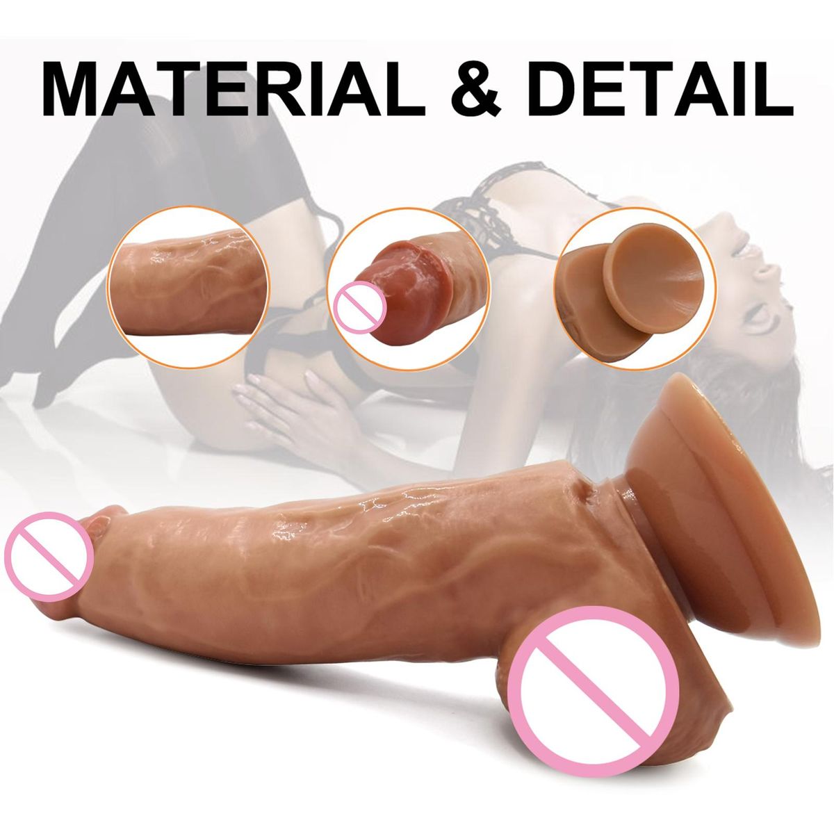 Realistic Dildo with Narrow Head Easily Insert Safe Silicone Waterproof Washable Sexual Toys for Women