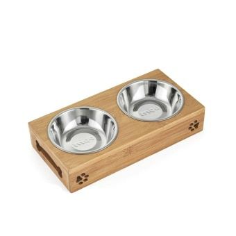 TECHOME Popular Home Pet Stainless Steel/Ceramic Feeding And Drinking Bowls Combination With Bamboo Frame For Dog Cat Puppy