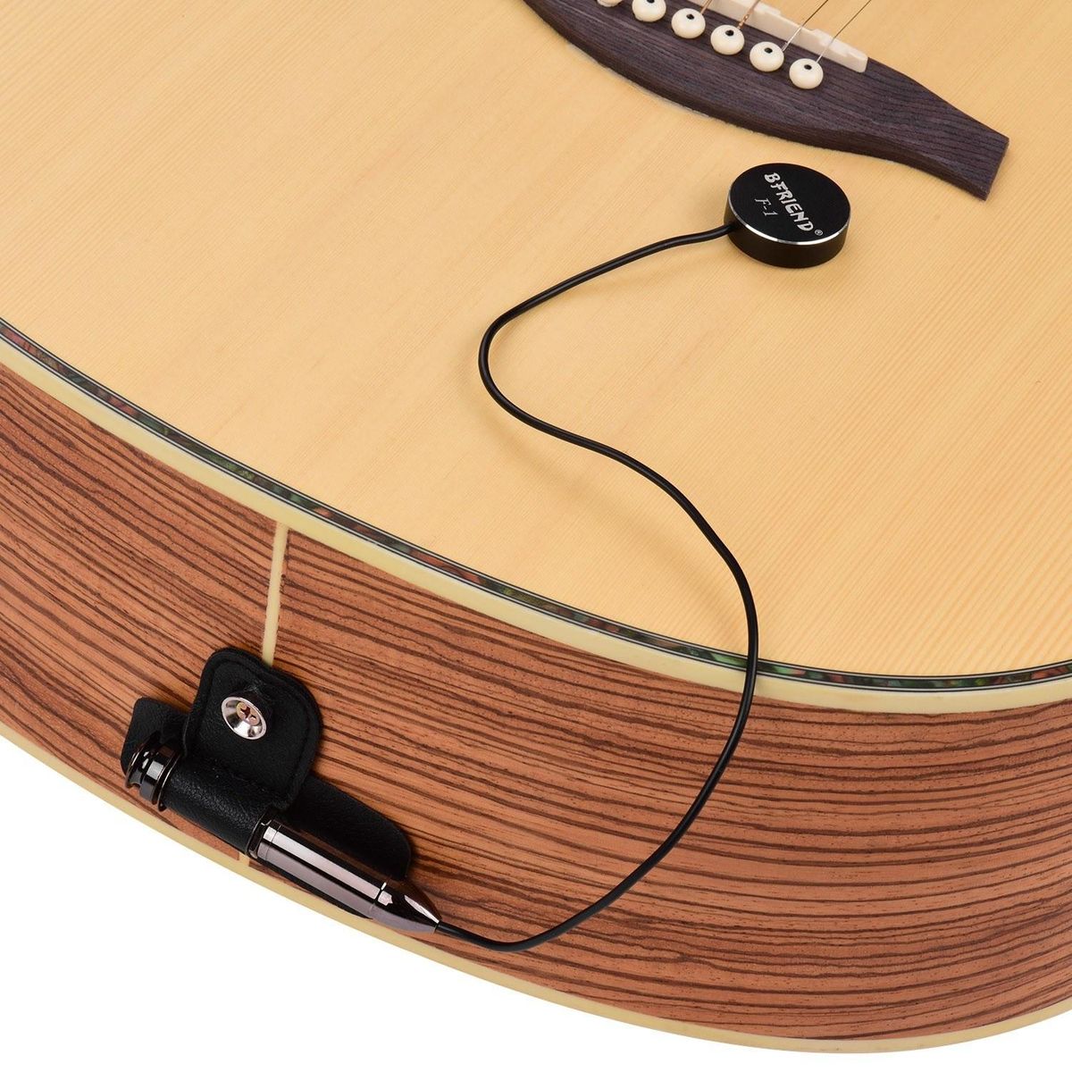 Self-adhesive Acoustic Musical Instrument Pickup Pick-up with 6.35mm Endpin Jack for Acoustic Classic Folk Guitar Ukulele Violin Mandolin Banjo