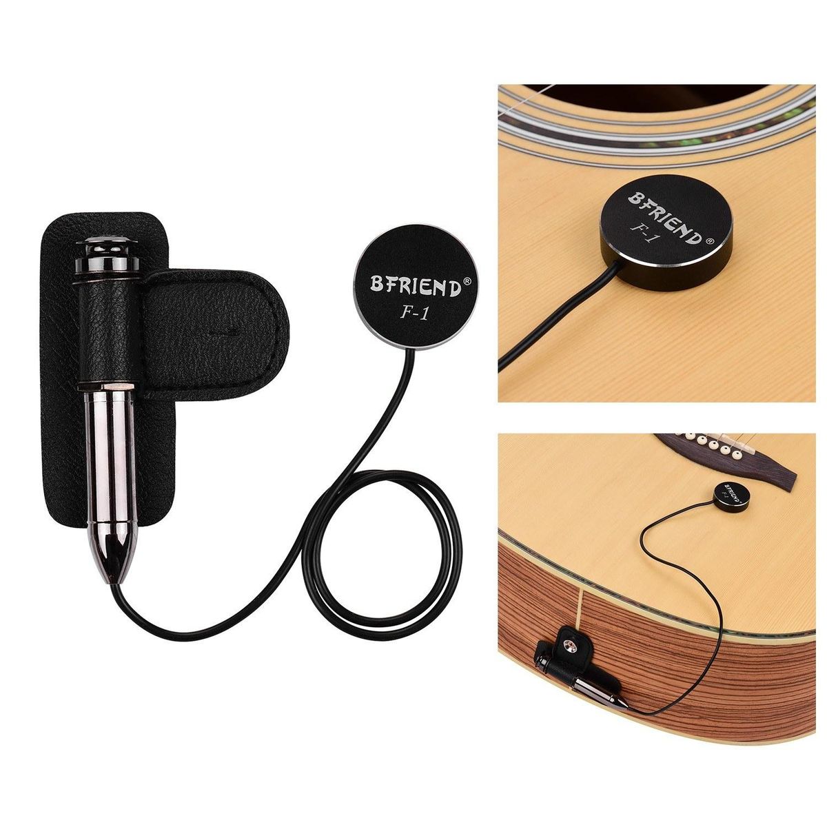 Self-adhesive Acoustic Musical Instrument Pickup Pick-up with 6.35mm Endpin Jack for Acoustic Classic Folk Guitar Ukulele Violin Mandolin Banjo