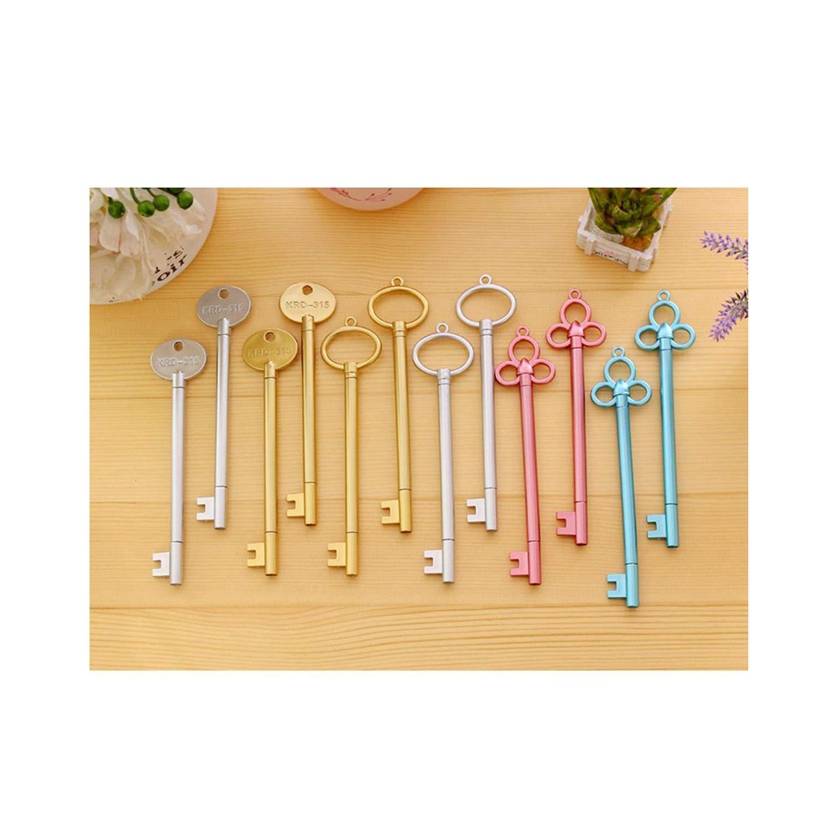 24PCS Retro Key Neutral Pen Student Cartoon Cute Signing