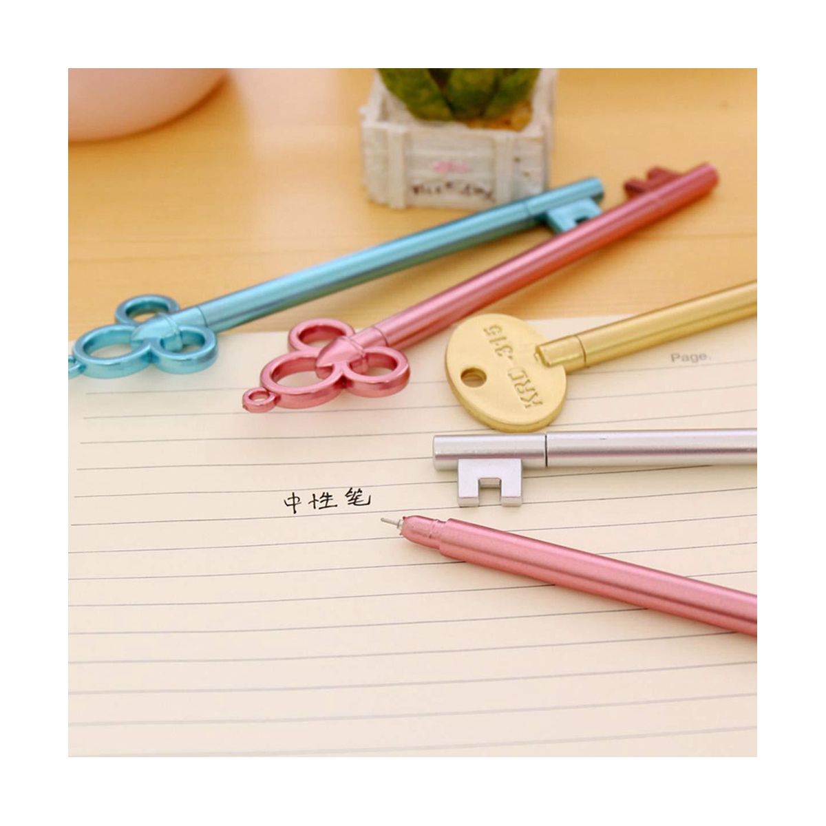 24PCS Retro Key Neutral Pen Student Cartoon Cute Signing