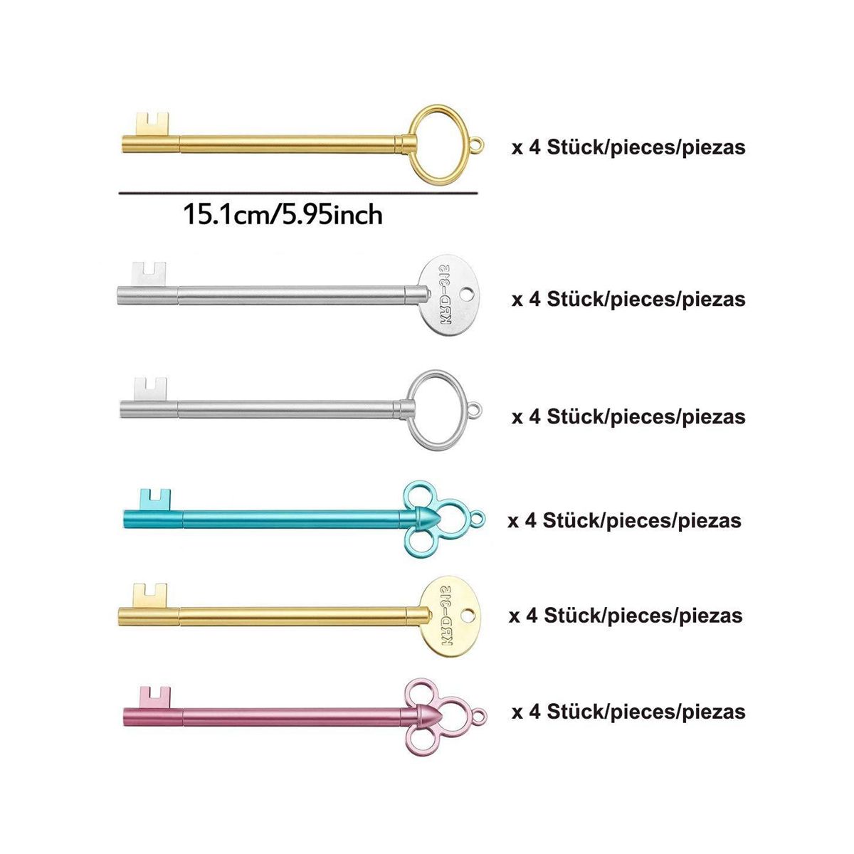 24PCS Retro Key Neutral Pen Student Cartoon Cute Signing